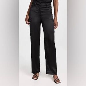 Generation Love Women’s Nate Black Satin Cargo Pants Size 00 Noir Minimalist